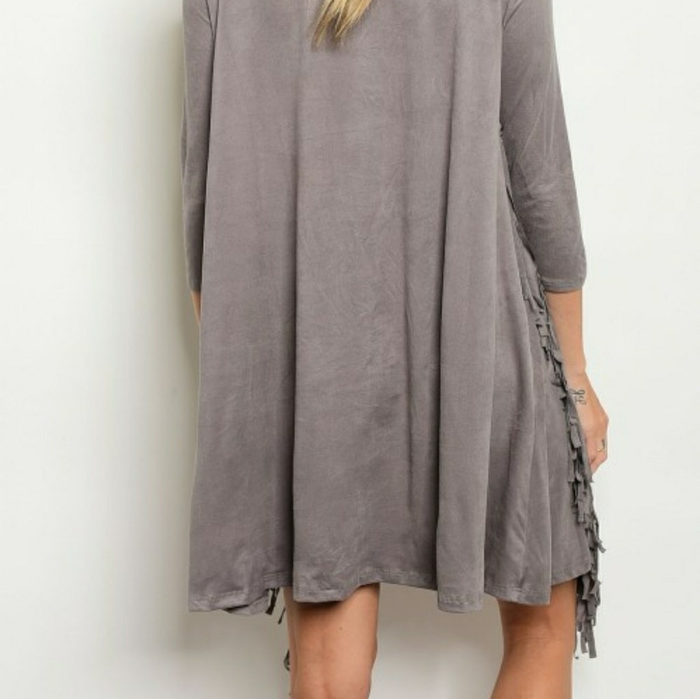 Gray Suede Fringe Dress - Picture 4 of 4